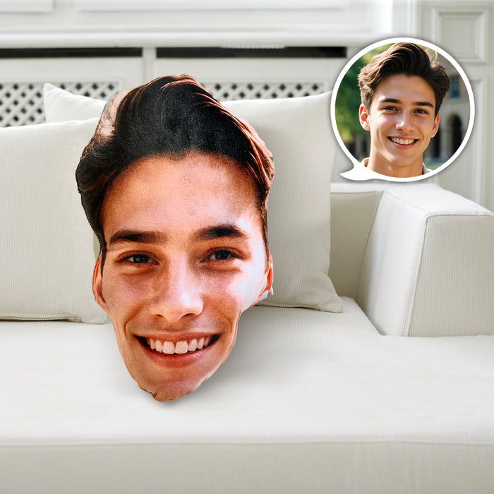 Funny Custom Pillow – Personalized Photo Throw With Quirky Headshot Design
