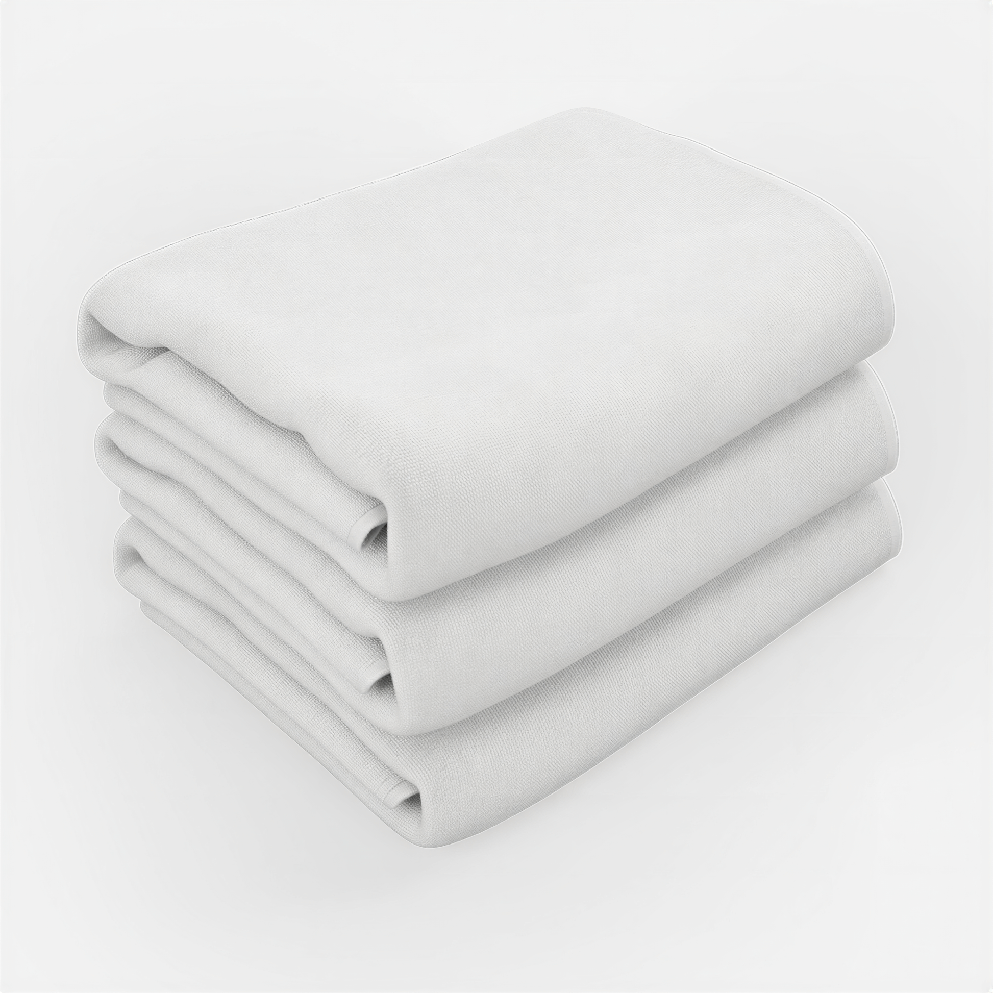 A stack of three white towels.