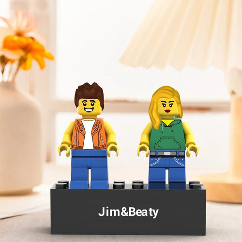 Custom Couple Block Figure – Personalized Block Figure With Engraved Display Box & Base Gift