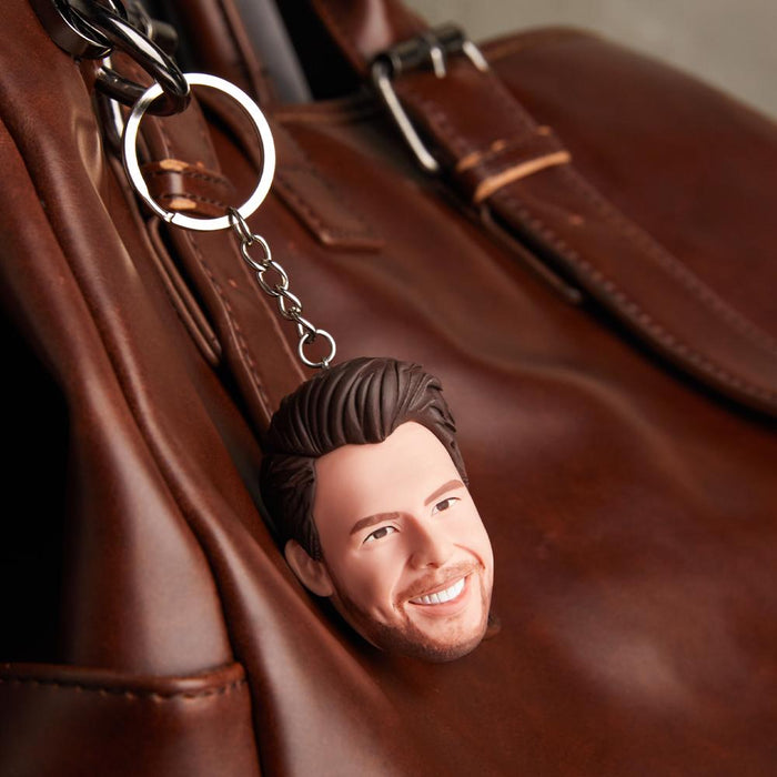 Personalized Bobblehead Keychain – Custom Head Design Clay Charm Unique Gift