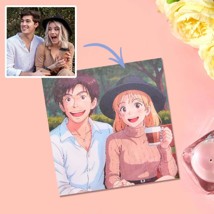 Lenticular Photo Frame – Personalized Dual View Frame With Cartoon Style Art Gift