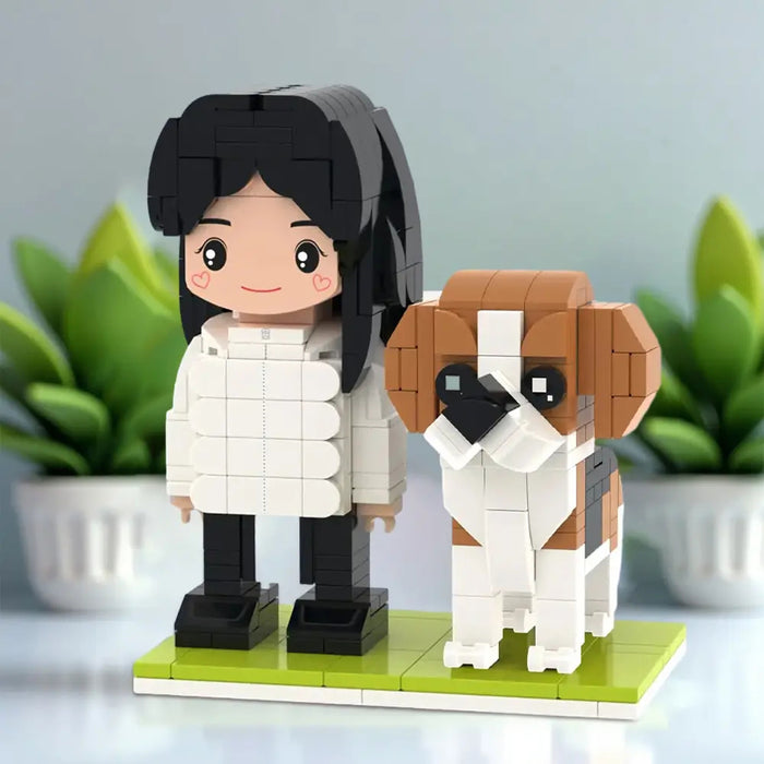 Custom Brick Figures – Personalized Full Body Mini Figures With Dog | Eco Friendly ABS Toy