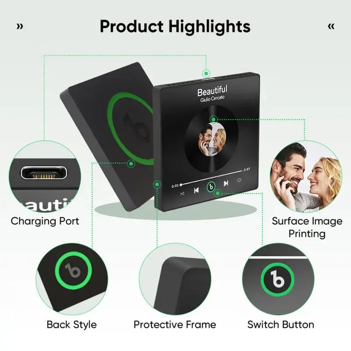 Custom Music Fridge Magnet – Waterproof Acrylic Photo Magnet with Rechargeable Battery