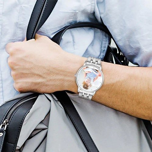 Personalized Photo Watch – Custom Unisex Alloy Strap Watch | Engraved Text Gift