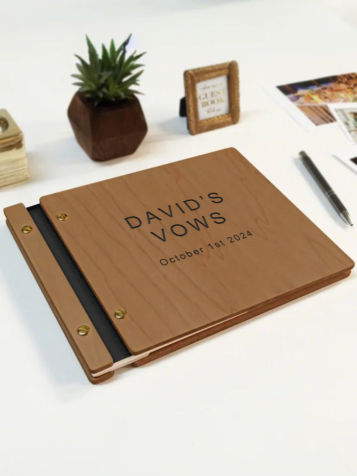 Wooden Wedding Guest Book – Custom Engraved Keepsake With Rustic Charm