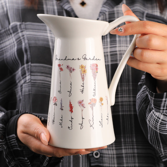 Personalized Birth Flower Vase – Handcrafted Ceramic Floral Home Decoration Gift