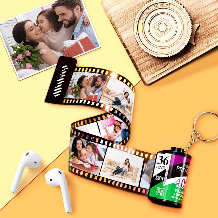 Photo Film Keychain - Personalized Waterproof Photo Roll Accessory With Scannable Code