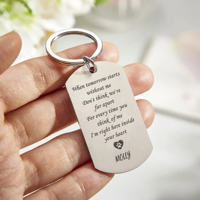 Engraved Pet Keychain - Custom Stainless Steel Photo Keepsake With Unique Charm