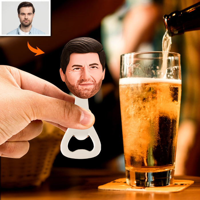 Custom Bobblehead Opener – Personalized Bottle Opener With Handmade Polymer Clay Head