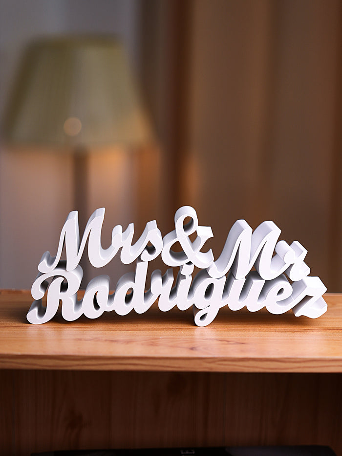 Personalized Last Name Sign – Custom Wedding Sign 3D Printed Centerpiece in PLA Material