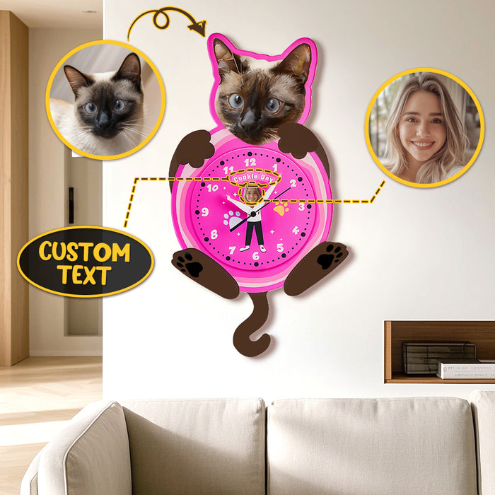 Custom Pet Wall Clock – Personalized Acrylic Photo Timepiece | Unique Pet Lover Gift
