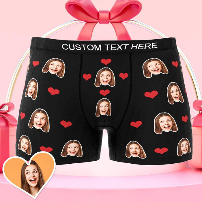 Custom Boxer Briefs – Personalized Men's Underwear With Heart Design & Photo Print