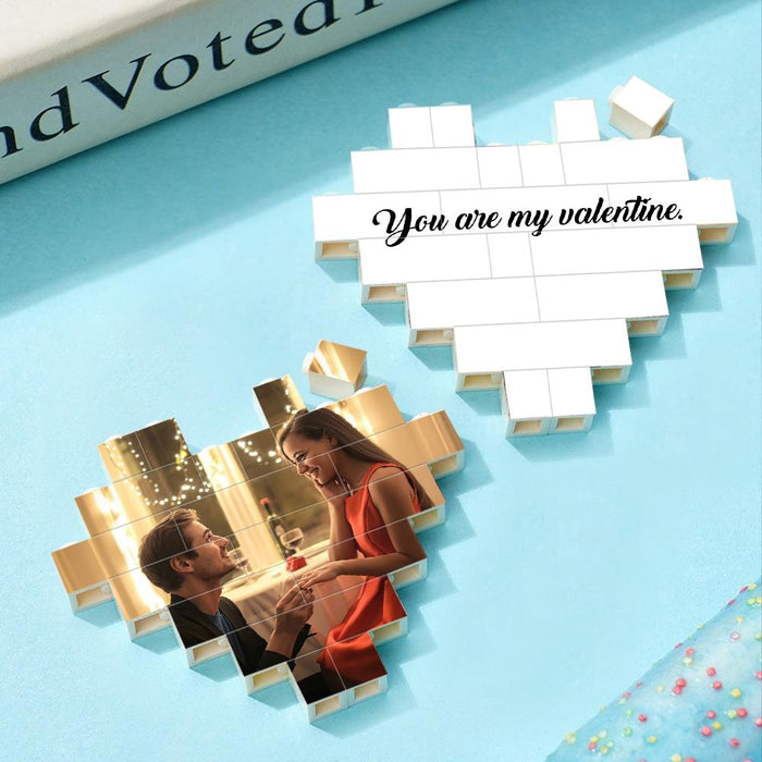 Personalized Photo Block – Customizable Brick Display With Heart Shaped Gift Puzzle