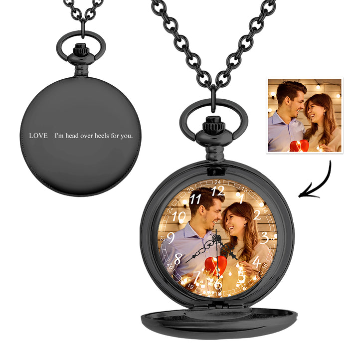 Personalised Pocket Watch – Vintage Style Custom Photo Watch With Engraving Service