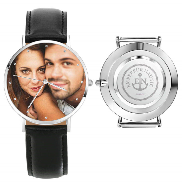 Custom Leather Watch – Genuine Leather Strap With Adjustable Band & Round Dial Design