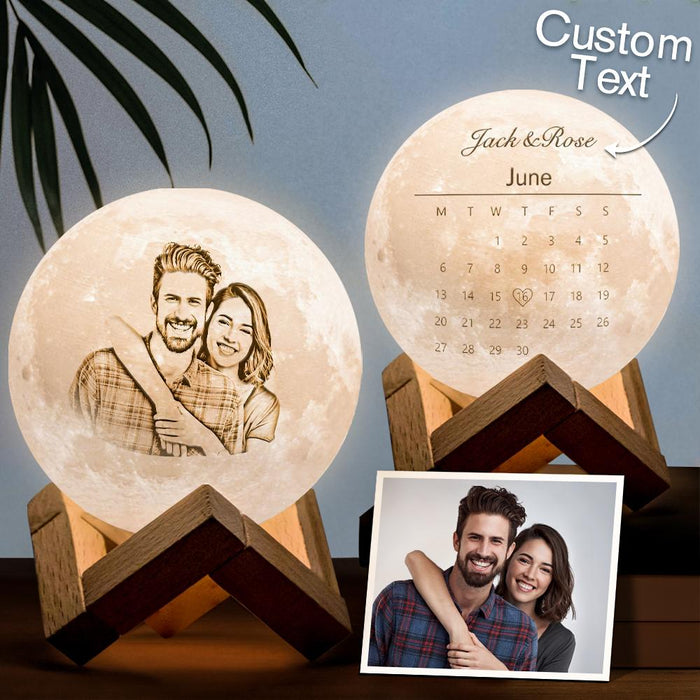 Custom Moon Lamp – Engraved 3D Moon Light Rechargeable LED Touch Color Gift