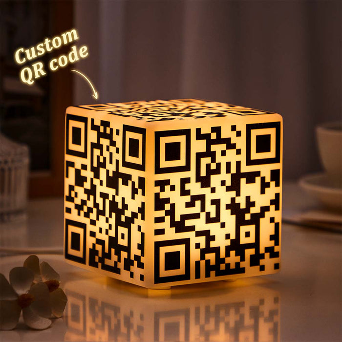 QR Code Night Light – Personalized Night Light Custom Photo Lamp USB Rechargeable Cube