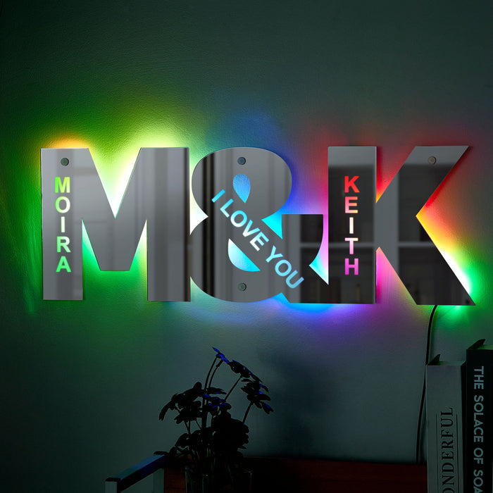 Couple Letter Mirror Light – Customizable Wall Decor With Soft Glow LED Lighting
