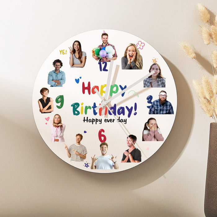 Personalized Birthday Clock – Custom Photo Engraved PVC Wall Clock 30cm Quartz Movement