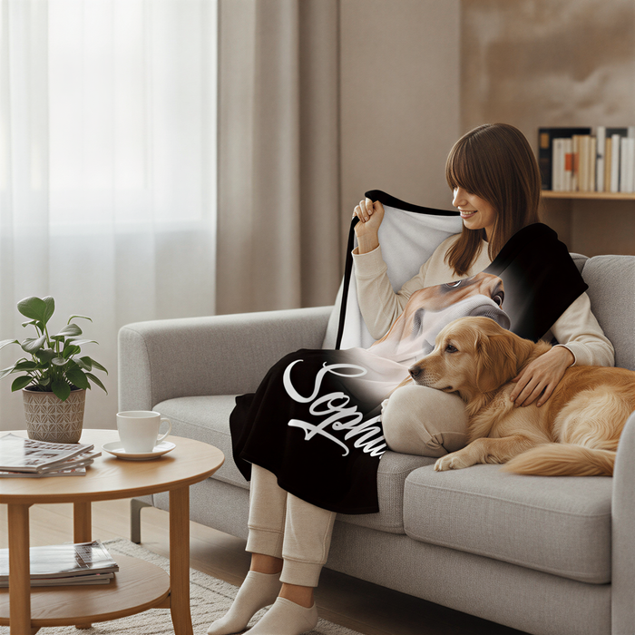 Custom Pet Blanket – Personalized Dog Blanket With Photo Portrait Throw, Soft Flannel Cozy