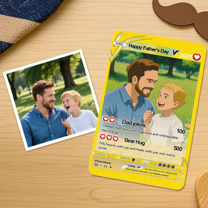 Custom Game Card – Personalized Fathers Day Gift | Stainless Steel Cartoon Art Card