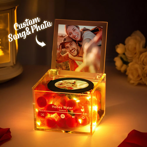 Custom Music Box – Mini Vinyl Player With Light | Personalized Photo Music Gift