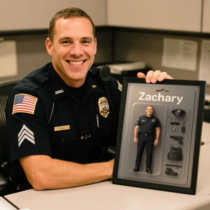Custom Figure Portraits – Personalized Toy Box With Mini Figure Frame & Nameplate
