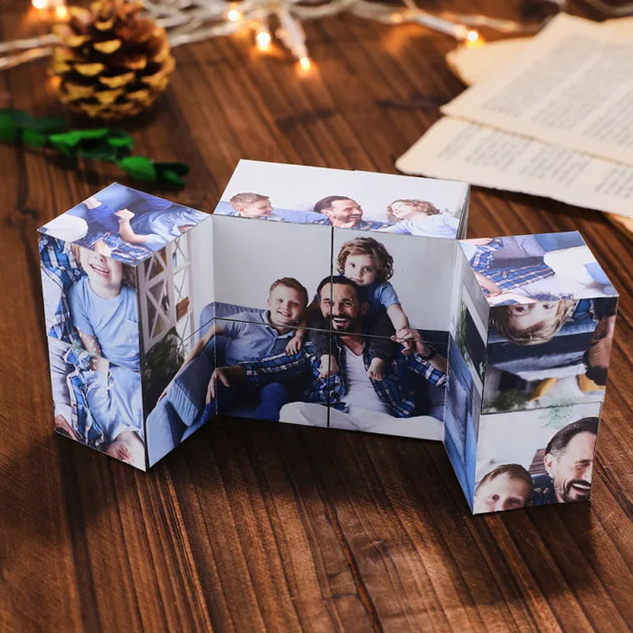 Custom Photo Cube – Personalized Photo Puzzle Keepsake | Father's Day Gift